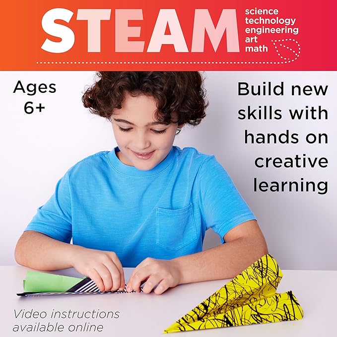 Creativity for Kids Stunt Squadron Fold & Launch Paper Airplanes: Create 80 Paper Airplanes, STEM Science Kit for Kids, Airplane Craft Kit for Kids, Gifts and Toys for Boys (Ages 6+)