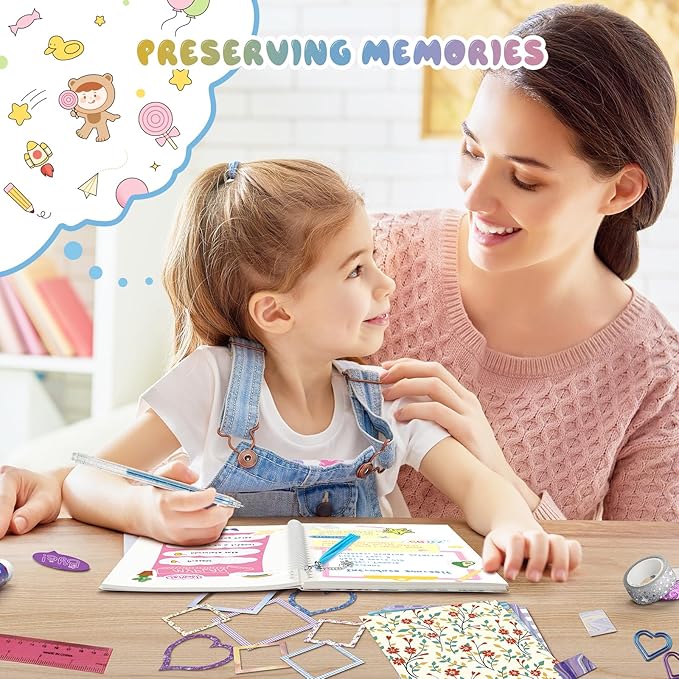 PERRYHOME DIY Journal Kit for Girls Ages 8-14, DIY Girl Journal Set for Teenage Girls Scrapbook & Diary Kits, Journaling Art Crafts Kit Teen 8 9 10 11 12 13 14 Year Old Girl Birthday Gifts - Blue