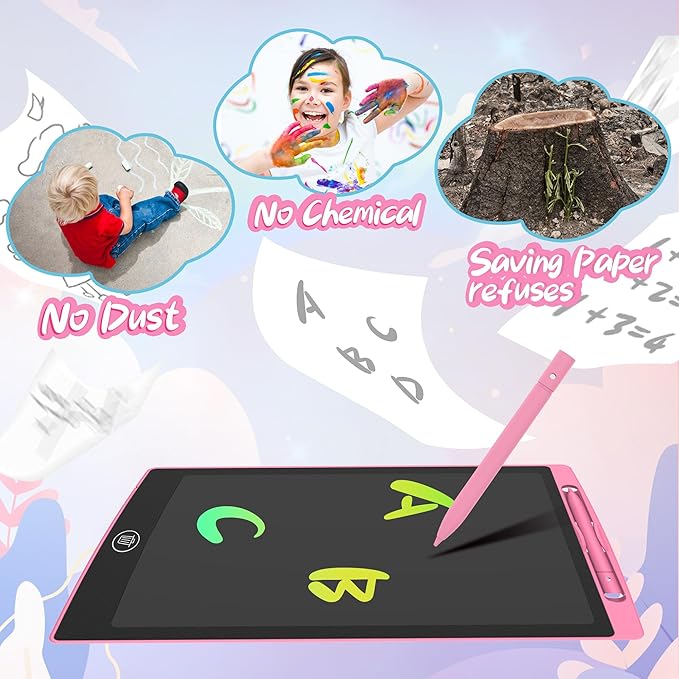LCD Writing Tablet for Kids 12.5 Inch, Doodle Pad, Colorful Writing Board, LCD Drawing Board Erasable,Toys for Kids, Birthday Day Gifts for 3 4 5 6 7 8 Year Old Girls Boys, Blue (Black+Pink)