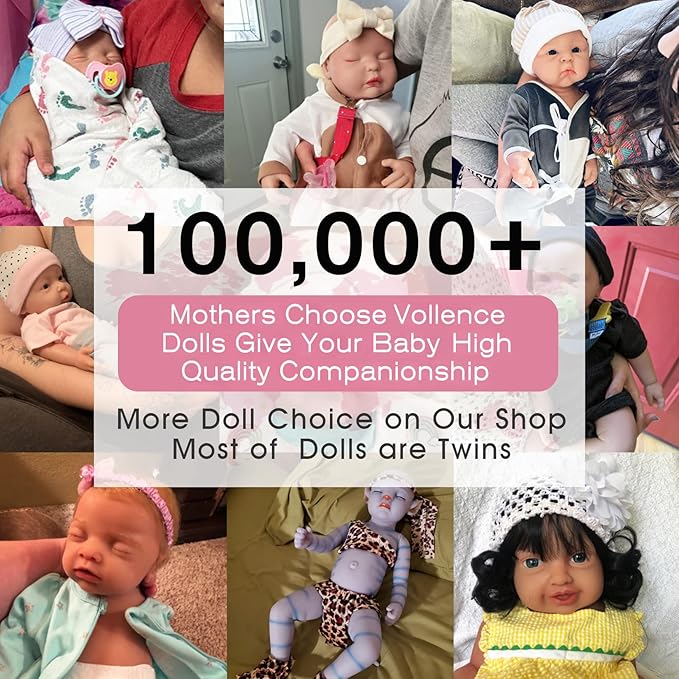 Vollence 18 inch Eyes Closed Silicone Baby Doll That Look Real,Reborn Real Baby Doll,Lifelike Baby Dolls - Girl