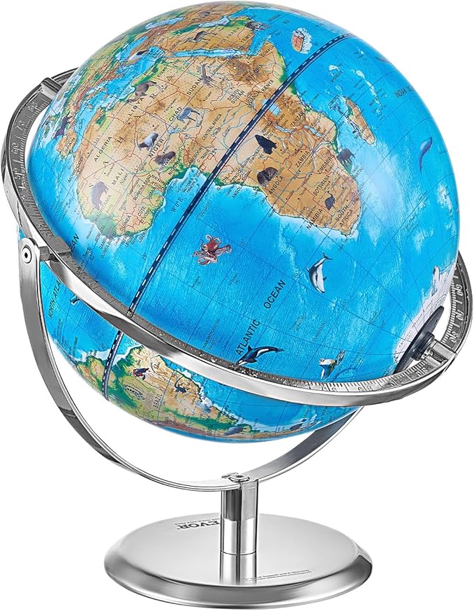 VEVOR Educational World Globe, 10 in/254 mm, Interactive Globe for Kids, with AR Golden APP, 720° Rotation, LED Night Lighting, 197 National Geographic Knowledge, STEM Toy, for Children Ages 4–10