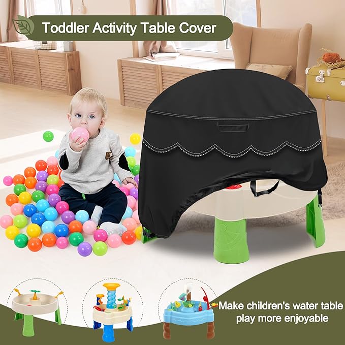 Kids Water Table Cover Fit Little Tikes Fish 'n Splash Water Table, Waterproof Dust Proof Outdoor Toys -Cover only,34"Dx20"H (Black)