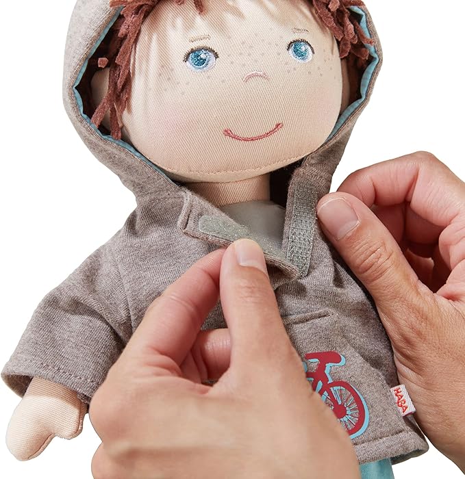 HABA Lian 12" Soft Doll - Baby Boy Doll with Brown Hair and Blue Eyes, Perfect Plush Toy for 18 Months & Up with Embroidered Face (Machine Washable)