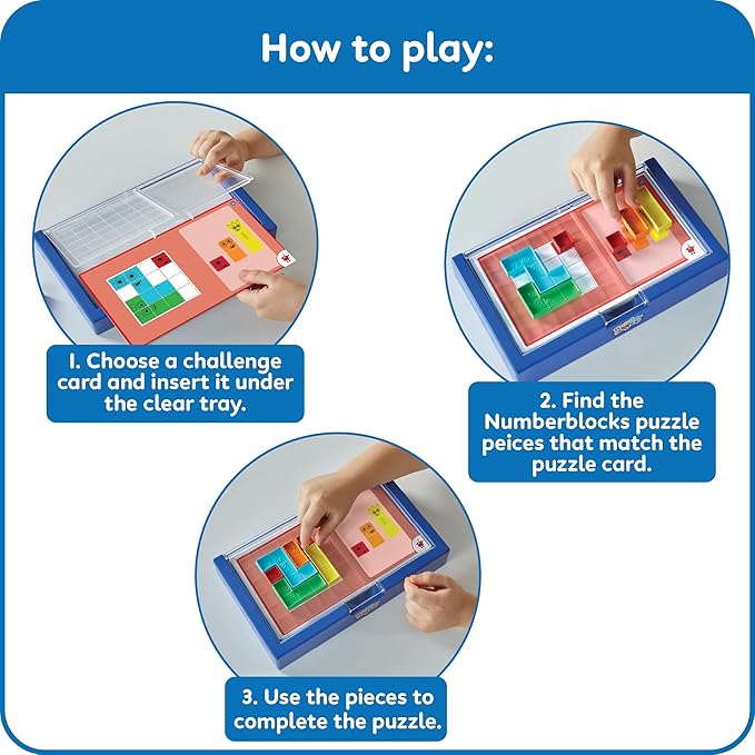 hand2mind Numberblocks Puzzle Solver, Brain Teasers, Logic Puzzles for Kids, Educational Games, Math Toys for Kids 3-5, Fidget Game, Preschool Learning Activities, Toddler Birthday Gifts