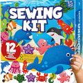 QUOKKA Kids Crafts Ages 4-8, DIY Beginner Needle and Thread Kit - 12 Sea Animals Sewing Kit Basic - Fun Arts Crafts for Kids Ages 6-8 Girls Boys - Plastic Needles, Scissors - 6+ Year Old Girl Gifts