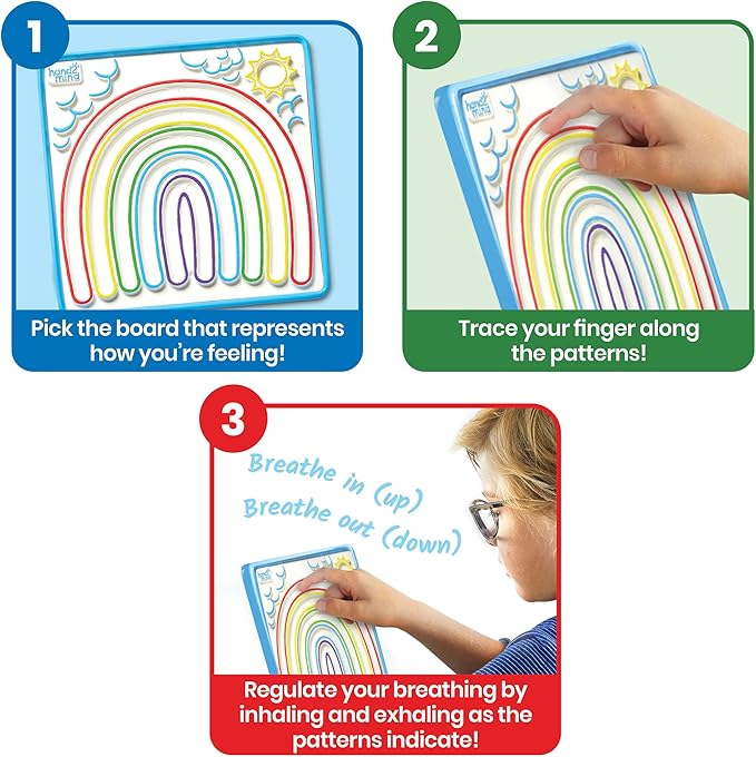 hand2mind Mindful Maze Boards, Tactile Sensory Toys for Toddlers, Anxiety Relief Items, Calm Down Corner Supplies, Emotional Regulation Tools for Kids, Play Therapy Toys, Mindfulness Gifts