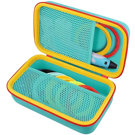 co2CREA Storage Organizer Case for 3D Printing Pen Set, Hard Case Compatible with SCRIB3D P1/Advanced, MYNT3D Super/Advanced, 3Doodler Start+/Flow/PRO and Filament Refill（Green Case +Red Zipper）