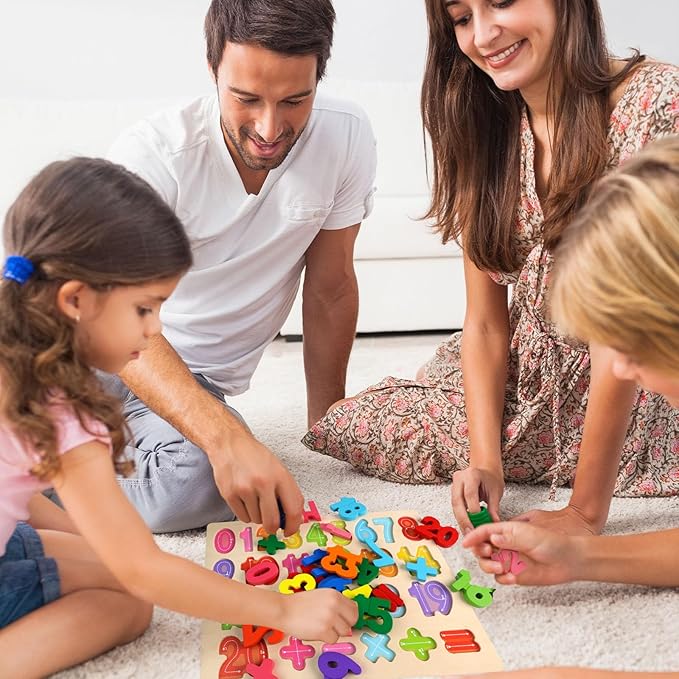 LovesTown Wooden Puzzles for Kids, Montessori Number and Shape Puzzles, Preschool Educational Toddler Puzzle Toys for Boys Girls