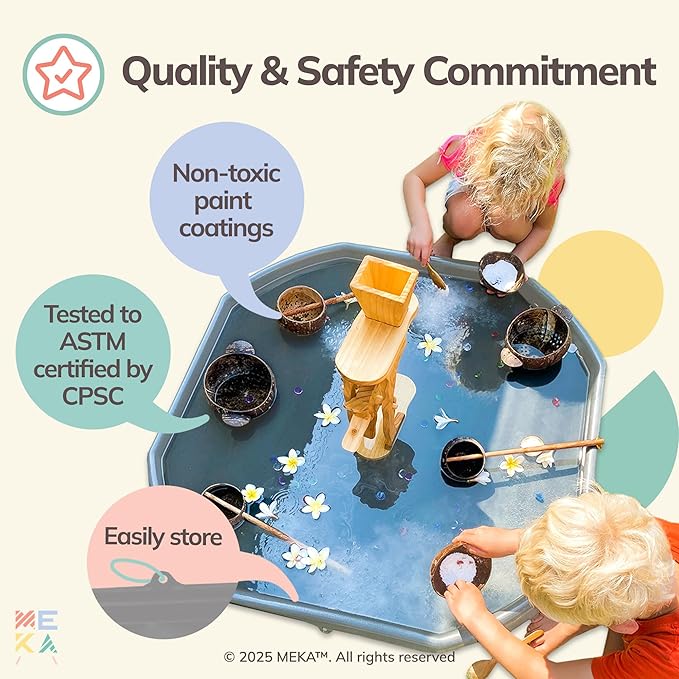 MEKA Tuff Tray for Sensory Play, Sensory Tray for Kids, Toddler Water Table, Tuff Spot Sensory Bin for Toddlers (Grey, Small (28" x 28"))