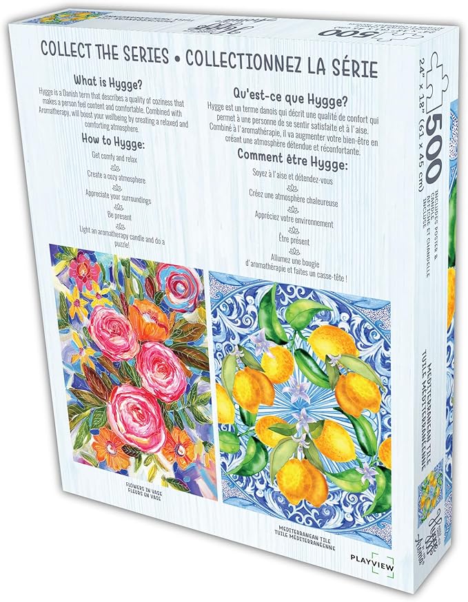 KI Puzzles 500 Piece Puzzle for Adults Aromatherapy Mediterranean Tile Jigsaw + Scented Candle Playview Brands