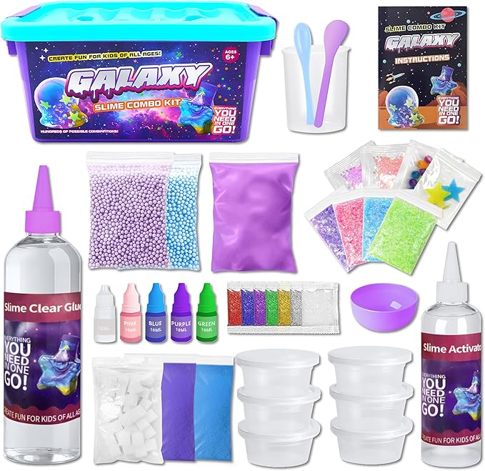 Timetome Slime Kit for Girls Ages 8-12, DIY Galaxy Making Kit, Fun Slime Gift Space Slime Maker Set Birthday Gifts & Toys for Girls Boys for Ages 6-12