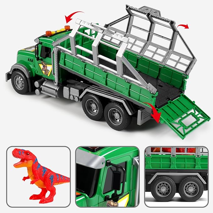Dwi Dowellin Toy Truck Transport Cars Carrier with Dinosaur for Kids Toddlers,Birthday Gifts for Boy Toddler Child 3 4 5 6 Years Old