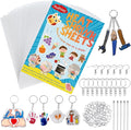 Auihiay 145 Pieces Shrink Plastic Sheet Kit Include 20 PCS Shrinky Paper with 125 PCS Keychains Accessories for Kids Creative Craft, Easter Mother Day Ornament