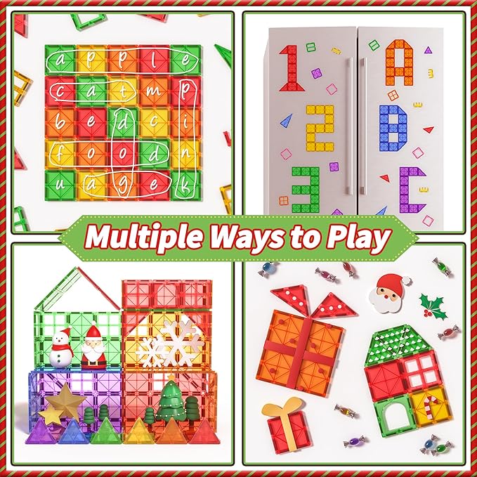 Magnetic Tiles for Toddlers - Building Blocks for Preschool Montessori Learning, Ideal Sensory Toys for Kids Aged 3-8