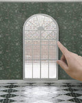 iLAND 1/12 Scale Accessories of Dollhouse Window, Wooden DIY Dollhouse Building Supplies, Complete Miniature Window Kit w/Wooden Frame & Grid Pattern PVC Film