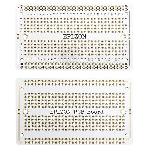 Solderable Breadboard PCB Board Gold-Plated Solder Breadboard for DIY Electronics Projects Apply to Arduino Soldering Projects 3.5"x2.05" (5 Pack + 2 Mini Board, White)