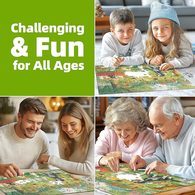 Puzzles for Adults 500 Pieces Colorful Dog Park Jigsaw Puzzles 500 Pieces Difficult Fun Cute Puppy Unique Beautiful Family Puzzle Challenging Games Gift for Adults (21"x15")