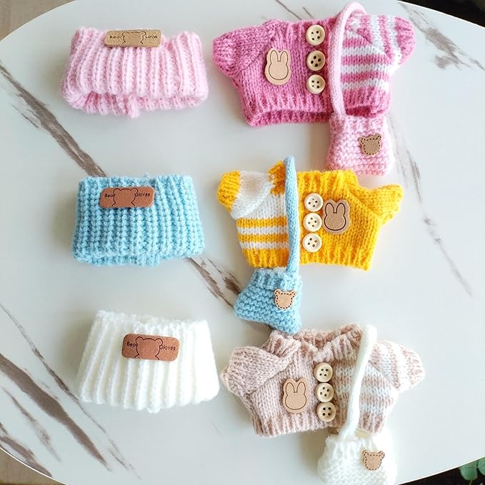15cm & 17cm Doll Clothes Outfits Set - Premium Dress Up Bundle with Exquisite Accessories | Soft Fabric Fashion Doll Costume for 15-17cm Dolls (3set Yellow+Pink+Khaki)