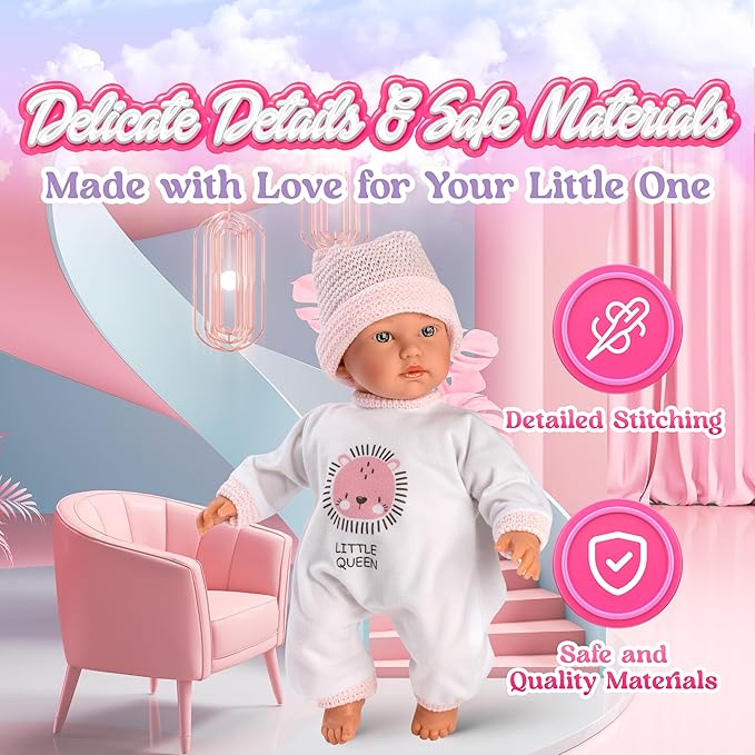 Llorens Cuquita 11.8" Soft Body Doll – Realistic Doll for Toddlers – Premium Quality with Soft, Handwashable Cotton Clothing – The Ideal Gift for Sparking Imaginative Play!