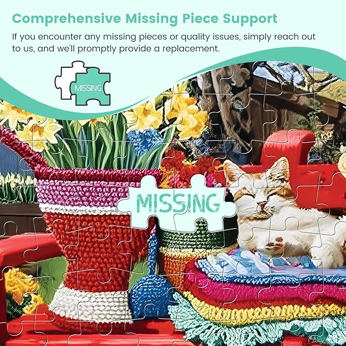 500 Piece Puzzles for Adults, Cats Napping on Red Bench 500 Piece Puzzle, Cat & Garden Jigsaw Puzzle, Perfect for Family Game Night, Home Wall Decor, Ideal Gift for Adults, Kids, Seniors, 20.5 x 15 in