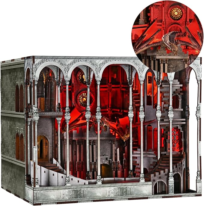 Book Nook Kit, DIY Miniature House Kit for Adults, Teens, Dollhouse Booknook Tiny House Bookshelf Decor with LED Light, Gifts for Family, Friends (Ember Castle)
