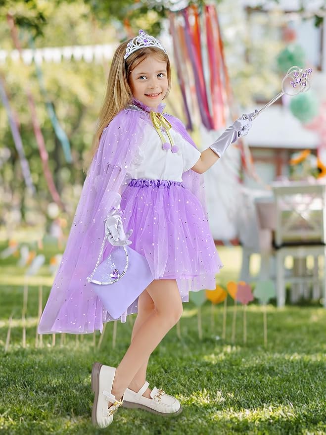 Light Up Princess Dress Up Clothes for Girls Aged 3 4 5 6, Princess Cape, Girl Costume for Christmas Birthday Gift