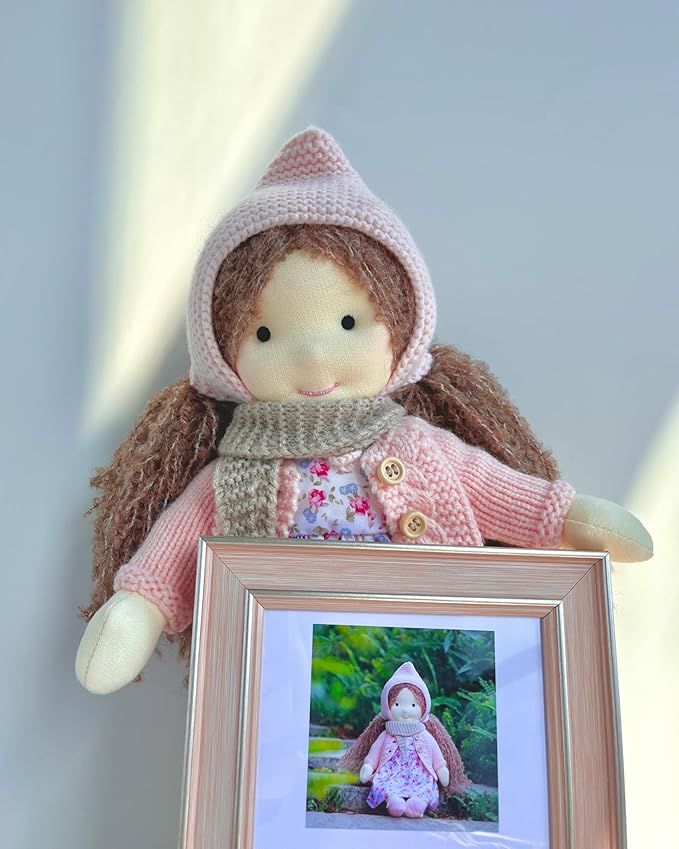 BlissfulPixie Waldorf Doll - Handmade Personalized Plush Collectors Doll for Kids Birthday Present with Beautiful Box - Luna 12"