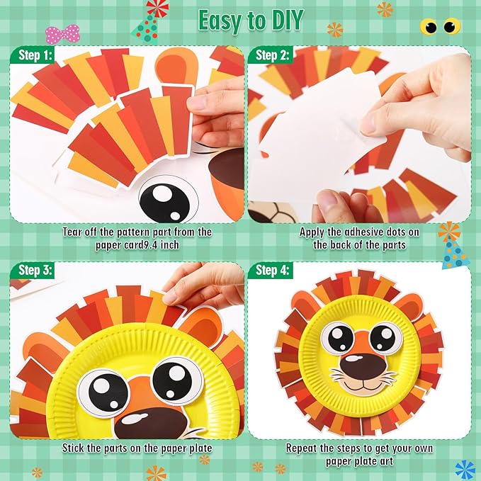 24 Pcs Arts and Crafts for Kids, Halloween Plate Craft Kits Christmas Arts Craft Animal DIY Plate Kit for Halloween Xmas Holiday Party Girl Boy Preschool Classroom DIY Project(Cute)