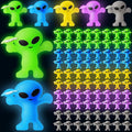 40 Pcs Colorful Mini Alien Figures Glow in The Dark Small Little Tiny Aliens Figurine Space Ship Toy Space Party Favors Prank Rubber Bag Piñata Filler