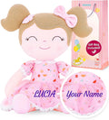 Gloveleya Personalized Doll with Your Name - Cute Floral Pink Custom Soft Plush Doll for Girls Plush Doll Customized Gifts - Muñecas de Trapo Personalizadas para Niñas