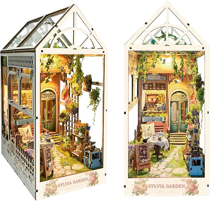 Book Nook with LED Light - 3D Puzzles for Adults, DIY Miniature House Kit, Exquisite Bookshelf Decor, Book Shelf Decor, Perfect, Dollhouse Book Nooks - Sylvia Garden