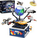 Planet Rotatable Space Sets with Light - Earth & Moon Space Exploration Building Toys with Shuttle Spaceship Science Kits Building Blocks Gifts for Kids Age 8+ Years Old Boys Girls(554 PCS)