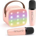 Mini Karaoke Machine for Kids Adults, Portable Bluetooth Speaker with 2 Wireless Microphones, TOP Birthday Gifts Toys for Girls Ages 3, 4, 5, 6, 7, 8, 9,10,11,12+ Years Old Toddler (Lightpink)