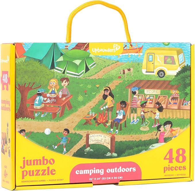 Upbounders® 48 Piece Jumbo Floor Puzzle for Kids | Jigsaw Puzzle with Large Pieces & Storage Box | Multicultural Preschool Puzzle (Camping Outdoors Theme)