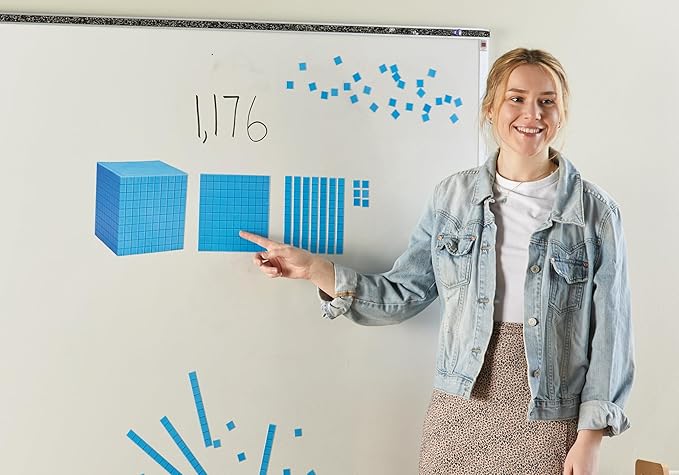 Learning Resources Giant Magnetic Base Ten, Magnetic Base Ten, Use with Magnetic Surfaces or Whiteboards, 131 Piece Set