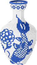 AIYIMUSIDEEN Vase Building Blocks, Blue and White Color Matching Fish Patterns, high Difficulty, Suitable for Adults (11000PCS)