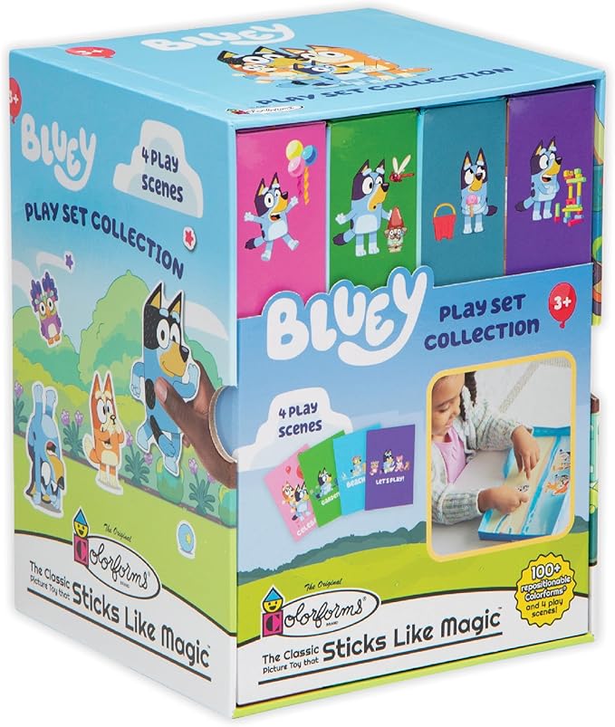 Colorforms Bluey Stickers Play Set Collection 4 Play Scenes with Repositionable Stickers, for Boys and Girls, Ages 3+