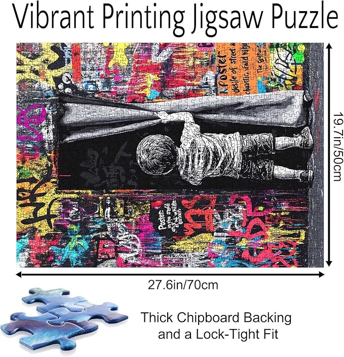 Tucocoo Banksy Graffiti 1000 Pieces Puzzles for Adults Little Boy Street Art Jigsaw Puzzle Educational Activity Puzzle for Challenging Family Game Colorful DIY Crafts Puzzle for Wall Decor Gifts