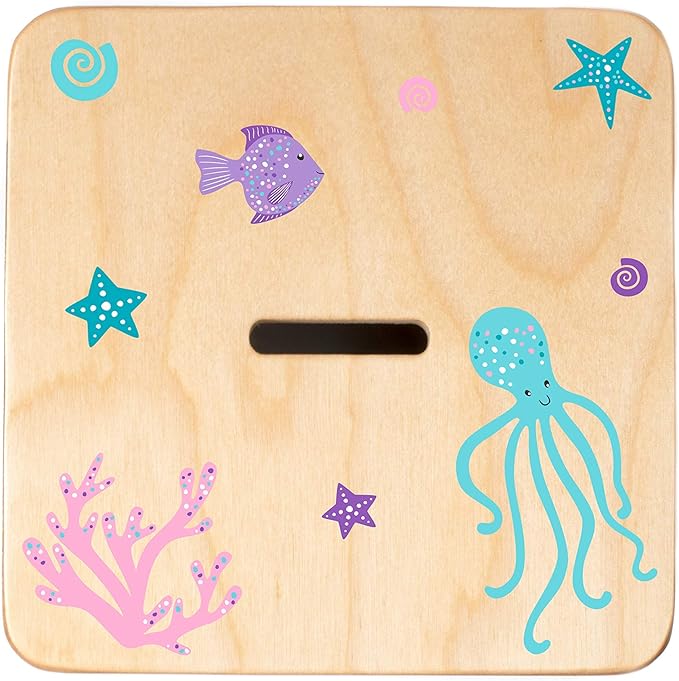 Wooden Piggy Bank for Kids and Adults, Personalized Gift Handmade in USA by BloomOwl, Custom Piggy Bank, Personalized Banks for Kids, Gifts for Baby Boys and Girls (Mermaid)
