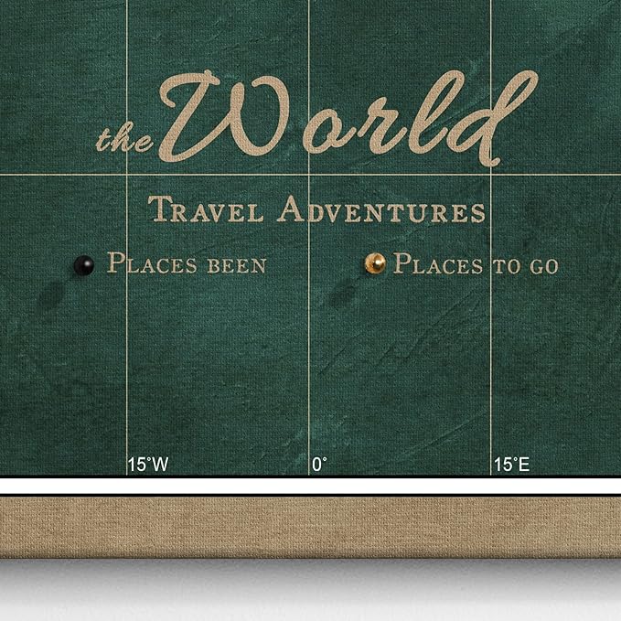 Canvas World Map with Cork Pin Board - English Lettering - Decorative Wall Decoration for All Rooms - Canvas Pictures with World Map Motif (70x50 cm, Pattern 4)