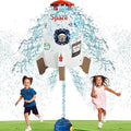 Water Rocket Sprinkler for Kids, Outdoor Sprinkler Rocket Launcher Toy for Backyard, Summer Water Toys for Kids Ages 3-12, Fun Water Powered Rocket Toy (White-5)