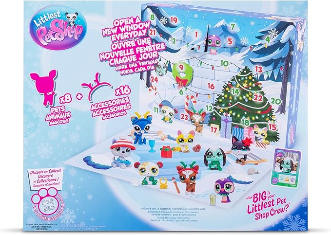 Littlest Pet Shop - Deluxe Holiday Calendar - Series 4 Advent Calendar -Gen 7 Authentic LPS Bobble Head Toy Figure, Collectible Toy Animal, Ages 4+