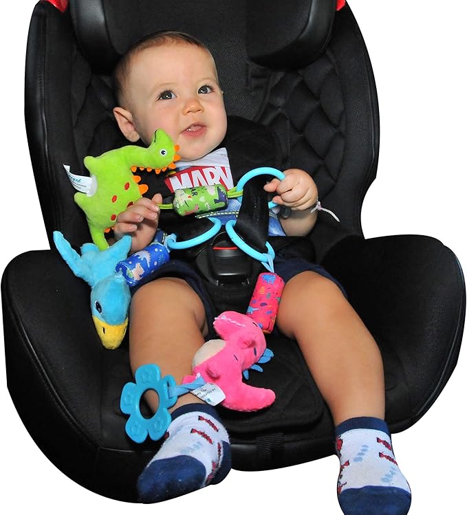 Baby Toys for 0 3 6 9 12 Months, Soft Rattle Wind Chime Car Seat Crib Stroller Toys, Dinosaur Baby Hanging Toys Birthday for Baby Boys and Girls