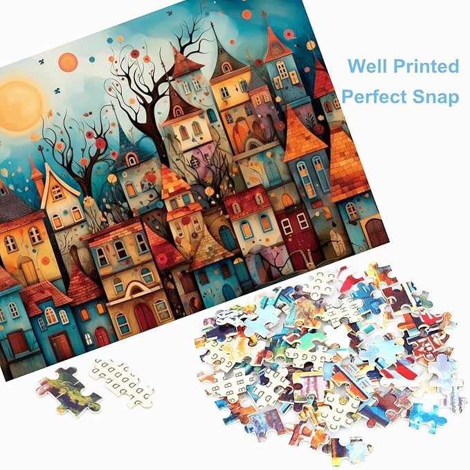 500 Piece Puzzles for Adults Dreamy Towns 20.5 x 15 Inch 500 Piece Jigsaw Puzzles for Kids Adults Puzzles 500 Pieces for Adults Holiday Educational Challenge Toy