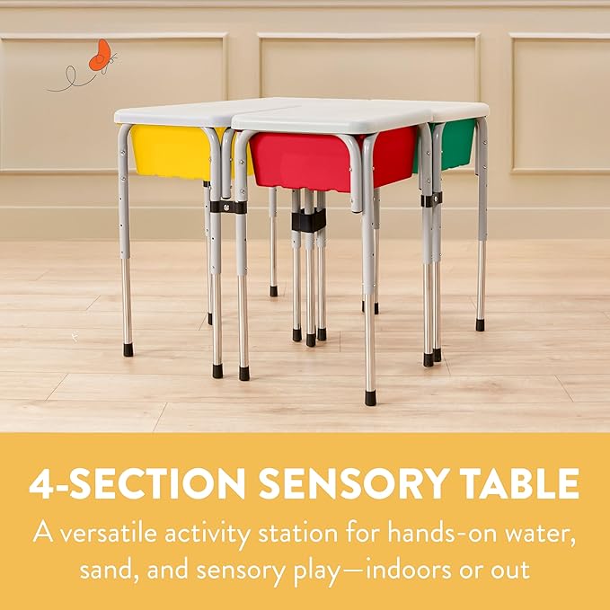 Quad Sensory Tables with Lids, Adjustable Table, Primary