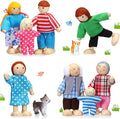 Skylety 10 Pcs Wooden Dollhouse Set of Mini People Figures Dollhouse Dolls Wooden Doll Play Figures Accessories(Pretty Style)