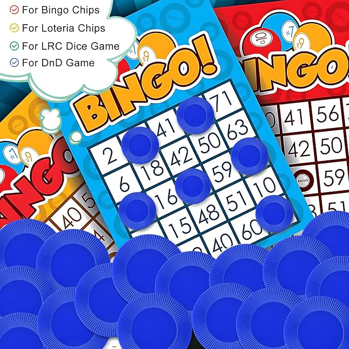Coopay 600 Pieces Plastic Poker Chips Bingo Chip Bulk Learning Counters Disks Poker Card Game Counting Markers for Math Practice, Game Tokens and Teaching Rewards, 38 mm/ 1.5 Inches (Blue)