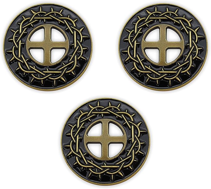 Crown of Thorns Coin, Bulk Pack of 3, by His Stripes We are Healed, Isaiah 53:5 Gift, Pocket Token of Healing and Protection, Collectible Challenge Coin for Easter, Sobriety & Recovery Chip