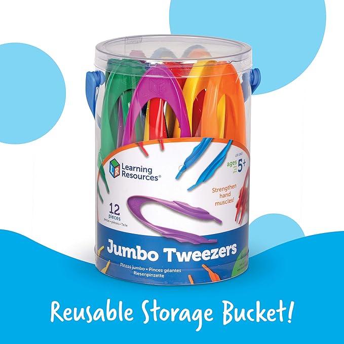Learning Resources Jumbo Tweezers - Sensory Bin Tools , Water Table Toys, Montessori Grabber Tool, School and Teacher Supplies, Toddler Activities, Fine Motor, Daycare Essentials