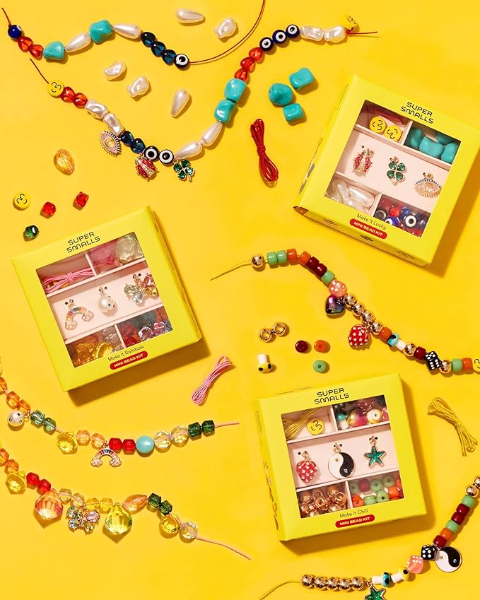 Super Smalls Mini Bead Kit Gift Set | 3 Boxes of Unique Beads and Special Charms | Ages 4+